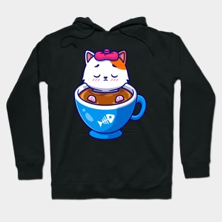 Cute Cat Fever In Coffee Cartoon Hoodie